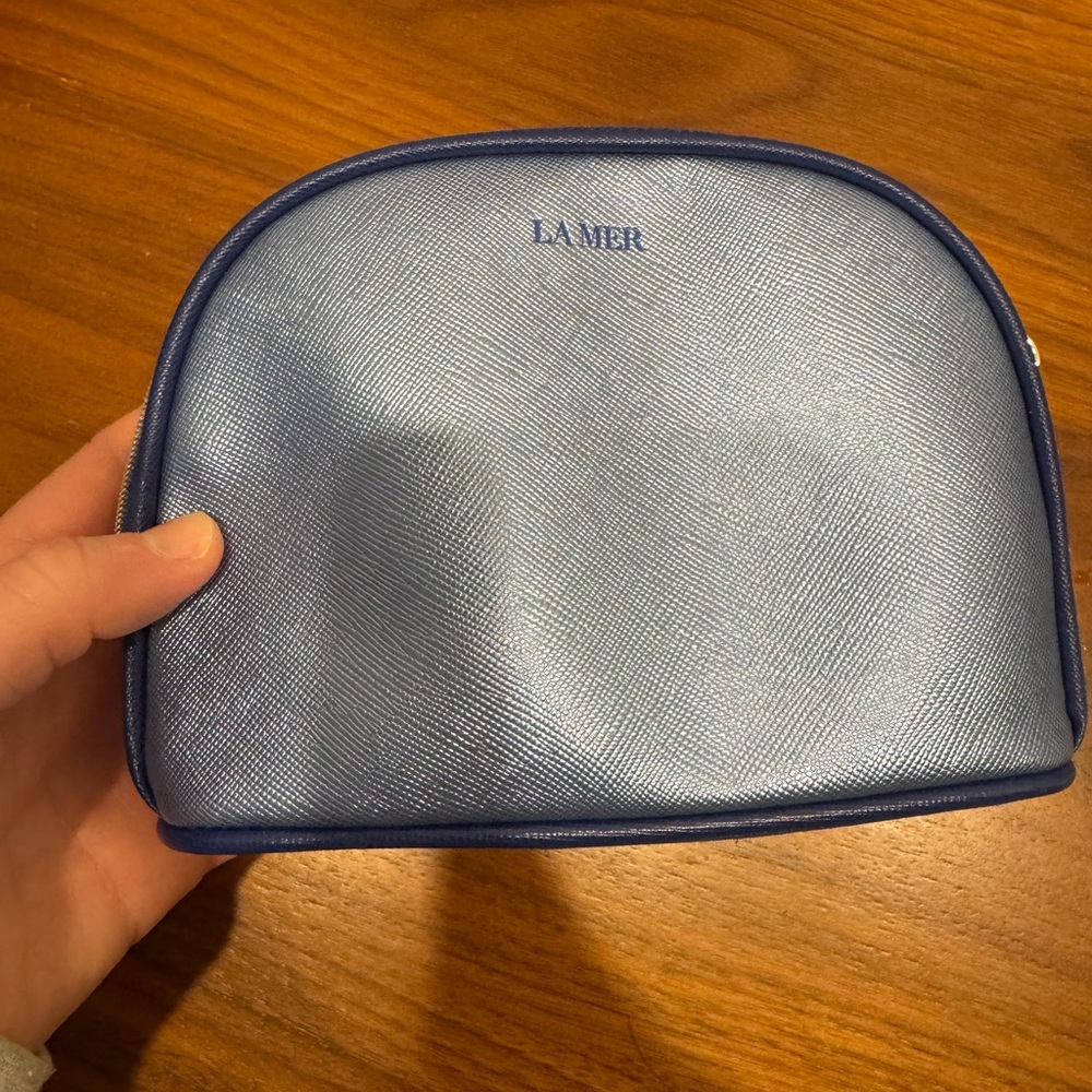 La Mer Blue/Metallic Cosmetic Pouch